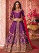 Purple Silk Embroidered Floor Length Anarkali Lihaaz 8291 By Aashirwad
