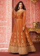 Orange Silk Embroidered Floor Length Anarkali Lihaaz 8296 By Aashirwad