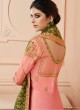 Tussar Silk Wedding Gown Style Anarkali In Pink Color Misty 7109 SC/017183
