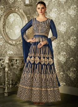 Melbourne Silk Wedding Floor Length Anarkali In Blue Color SWARA 1004 SC/011502