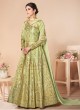 Green Mulberry Silk Embroiderd Anarkali Suit Mor Bagh Festive 7017 By Aashirwad Creation SC/016812