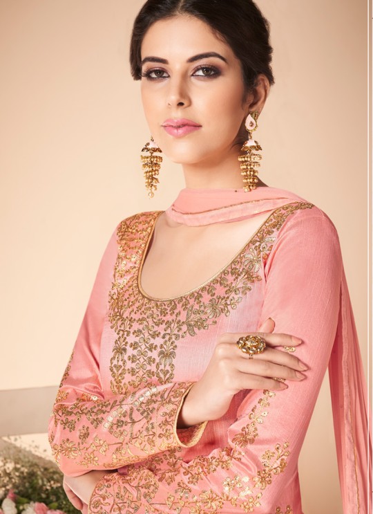 Pink Mulberry Silk Embroiderd Anarkali Suit Mor Bagh Festive 7018 By Aashirwad Creation SC/016813