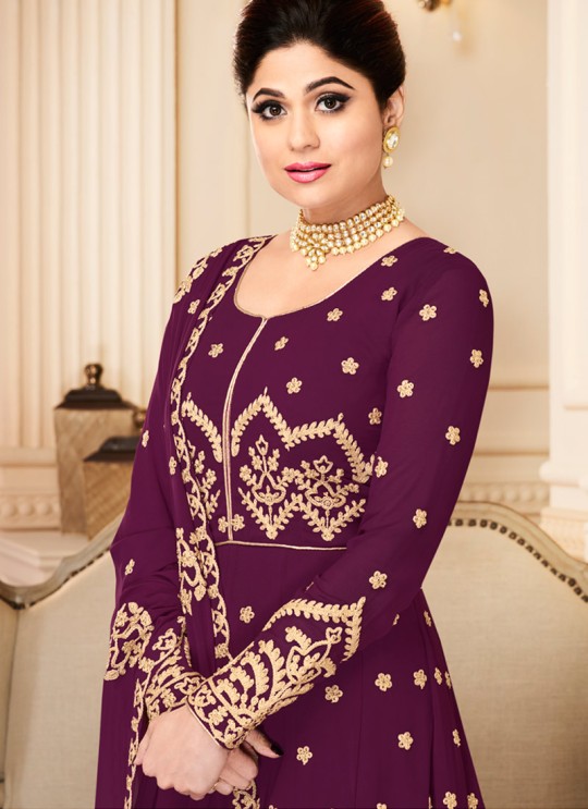 Purple Georgette Embroidered Eid Wear Abaya Style Anarkali Mor Pankh 8181 By Aashirwad Creation SC/014438