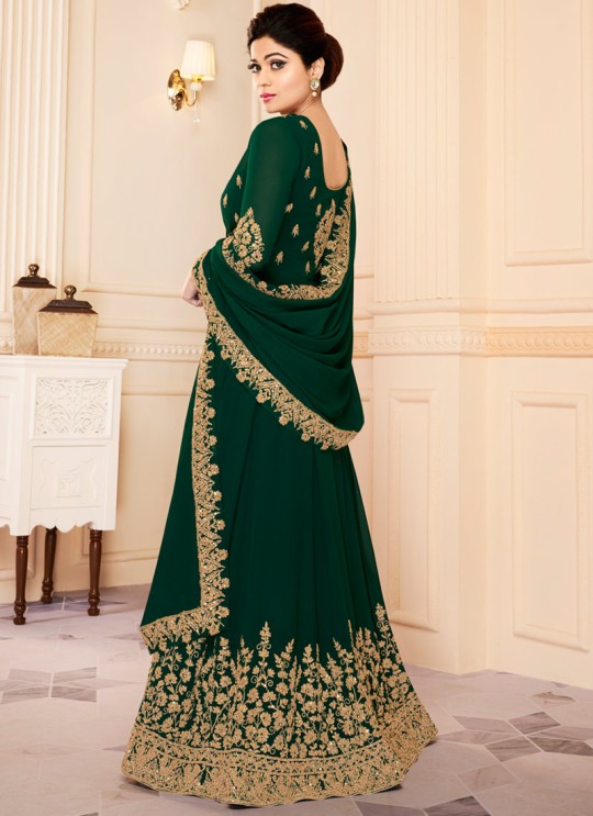 Green Georgette Embroidered Eid Wear Abaya Style Anarkali Mor Pankh 8182 By Aashirwad Creation SC/014439