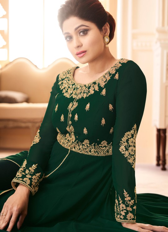 Green Georgette Embroidered Eid Wear Abaya Style Anarkali Mor Pankh 8182 By Aashirwad Creation SC/014439