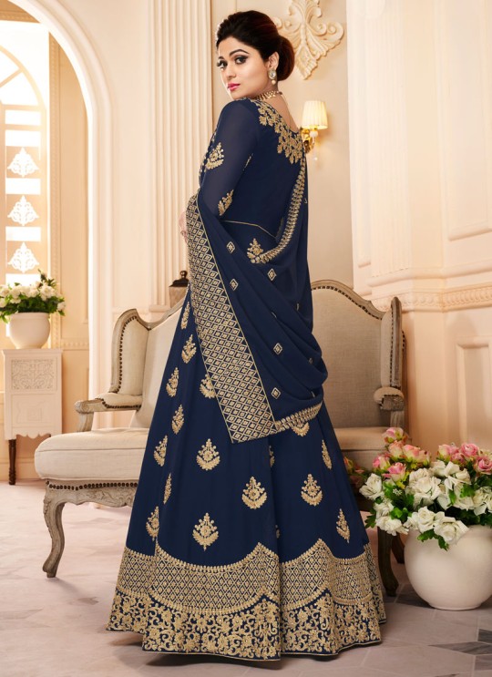 Navy Blue Georgette Embroidered Eid Wear Abaya Style Anarkali Mor Pankh 8184 By Aashirwad Creation SC/014441 Navy Blue Georgette Embroidered Eid Wear Abaya Style Anarkali Mor Pankh 8184 By Aashirwad Creation SC/014441