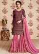 Purple Georgette Embroidered Eid Wear Sharara Kameez Nafiza 8196 By Aashirwad Creation SC/014433