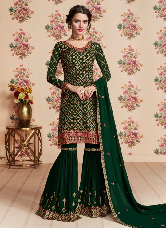Green Georgette Embroidered Eid Wear Sharara Kameez Nafiza 8197 By Aashirwad Creation SC/014434 Green Georgette Embroidered Eid Wear Sharara Kameez Nafiza 8197 By Aashirwad Creation SC/014434