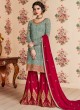 Grayish Green Georgette Embroidered Eid Wear Sharara Kameez Nafiza 8198 By Aashirwad Creation SC/014435 Grayish Green Georgette Embroidered Eid Wear Sharara Kameez Nafiza 8198 By Aashirwad Creation SC/014435