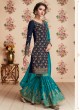 Navy Blue Georgette Embroidered Eid Wear Sharara Kameez Nafiza 8199 By Aashirwad Creation SC/014436