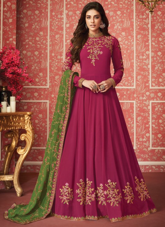 Catchy Designer Floor Length Anarkali In Pink Color For Bridesmaids Nusrat 8287 By Aashirwad SC/016084