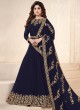 Navy Blue Georgette Embroidered Eid Wear Floor Length Anarkali Pankh Premium 8101A Color By Aashirwad Creation SC/015077