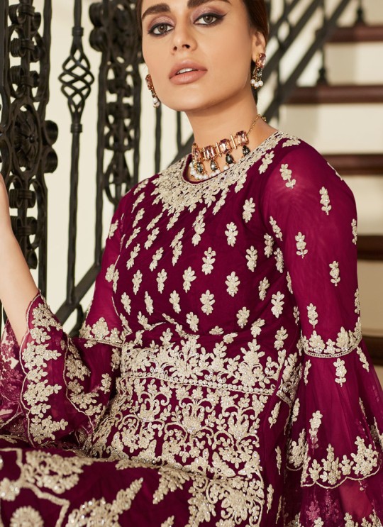 Magenta Net Bridal Sharara Suit Premium Sharara 7023 By Aashirwad SC/016959 Magenta Net Bridal Sharara Suit Premium Sharara 7023 By Aashirwad SC/016959