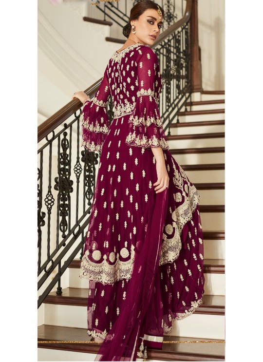 Magenta Net Bridal Sharara Suit Premium Sharara 7023 By Aashirwad SC/016959 Magenta Net Bridal Sharara Suit Premium Sharara 7023 By Aashirwad SC/016959