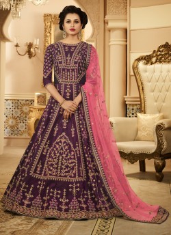 Purple Silk Bridal Floor Length Anarkali Raag Sutra 101 By Aashirwad Creation SC/012897