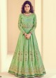 Mulberry Silk Party Designer Anarkali In Green Color Rajkumari 8002 SC/011722