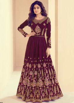 Mulberry Silk Party Designer Anarkali In Purple Color Rajkumari 8003 SC/011723