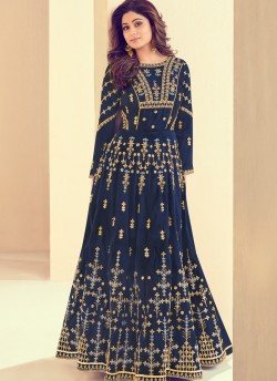 Mulberry Silk Party Designer Anarkali In Blue Color Rajkumari 8004 SC/011724