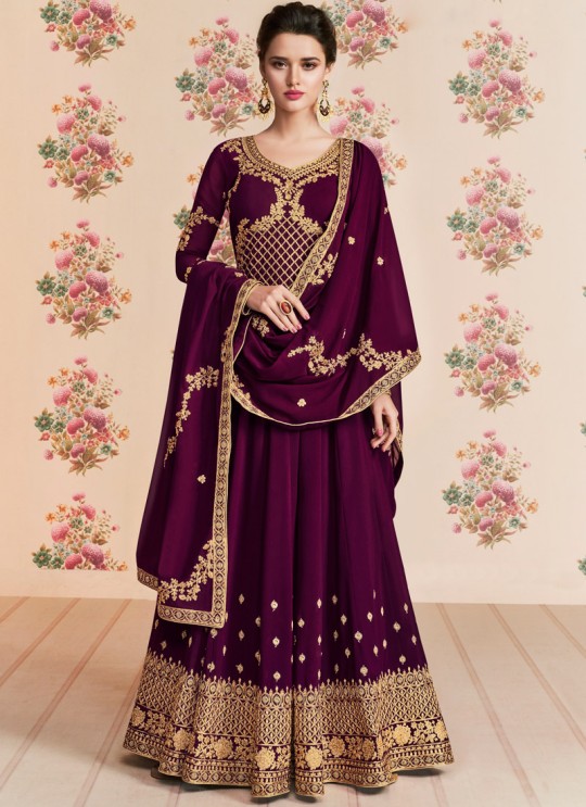 Purple Georgette Embroidered Eid Wear Floor Length Anarkali Rivaana 8193 By Aashirwad Creation SC/015155
