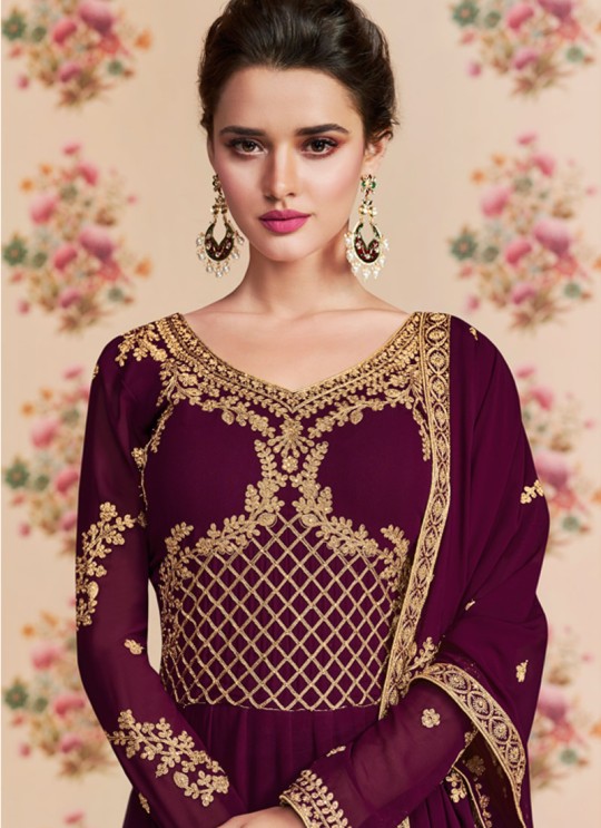 Purple Georgette Embroidered Eid Wear Floor Length Anarkali Rivaana 8193 By Aashirwad Creation SC/015155