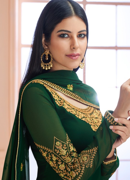 Rosy By Aashirwad 7121 Green Pure Georgette Straight Cut Suit