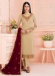 Rosy By Aashirwad 7124 Beige Pure Georgette Straight Cut Suit