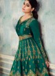 Alluring Mulberry Silk Abaya Style Anarkali In Green Color For Indian Bridesmaids Royal Silk 8254 By Aashirwad SC/016089