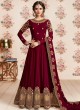 Wine Georgette Embroidered Eid Wear Abaya Style Anarkali Roza 8188 By Aashirwad Creation SC/015056