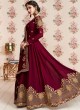 Wine Georgette Embroidered Eid Wear Abaya Style Anarkali Roza 8188 By Aashirwad Creation SC/015056
