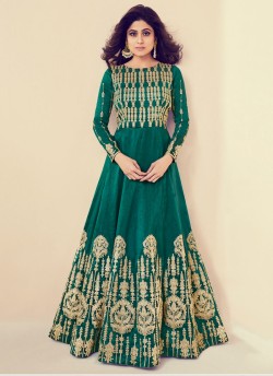 Royal Silk Festival Anarkali Suit In Green Color Saanvi 8083 SC/013195