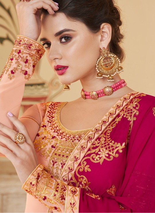 Pink Georgette Party Wear Palazzo Suits Suhani 7070 By Aashirwad