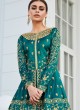 Teal Blue Mulberry Silk Abaya Style Anarkali Taj Morbagh 7008 By Aashirwad Creation SC/016706
