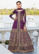 Purple Mulberry Silk Abaya Style Anarkali Taj Morbagh 7009 By Aashirwad Creation SC/016707