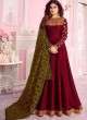 Maroon Dolla Silk Embroidered Gown Style Anarkali Dolla Silk 8274 By Aashirwad