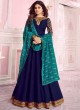 Royal Blue Dolla Silk Embroidered Gown Style Anarkali Dolla Silk 8275 By Aashirwad
