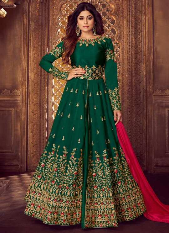 Green Mulberry Silk Embroidered Pakistani Suits For Eid Festival Gulkand Silk 8223 By Aashirwad Creation SC/015387 Green Mulberry Silk Embroidered Pakistani Suits For Eid Festival Gulkand Silk 8223 By Aashirwad Creation SC/015387