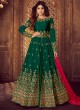 Green Mulberry Silk Embroidered Pakistani Suits For Eid Festival Gulkand Silk 8223 By Aashirwad Creation SC/015387