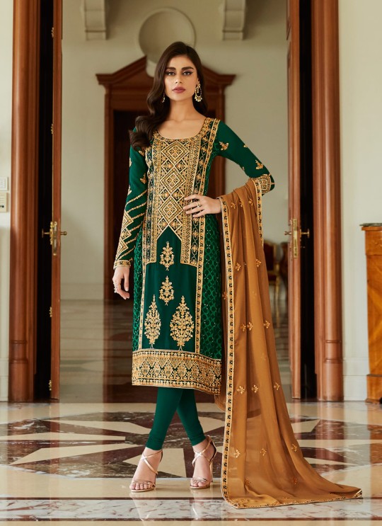 Enchanting  Georgette Party Wear Churidar Suit In Green Color Mbroidered 7006 By Aashirwad SC/016303