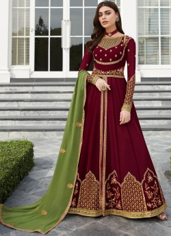 Maroon Georgette Festival wear Abaya Style Suits Nayra 7031 By Aashirwad SC/016400