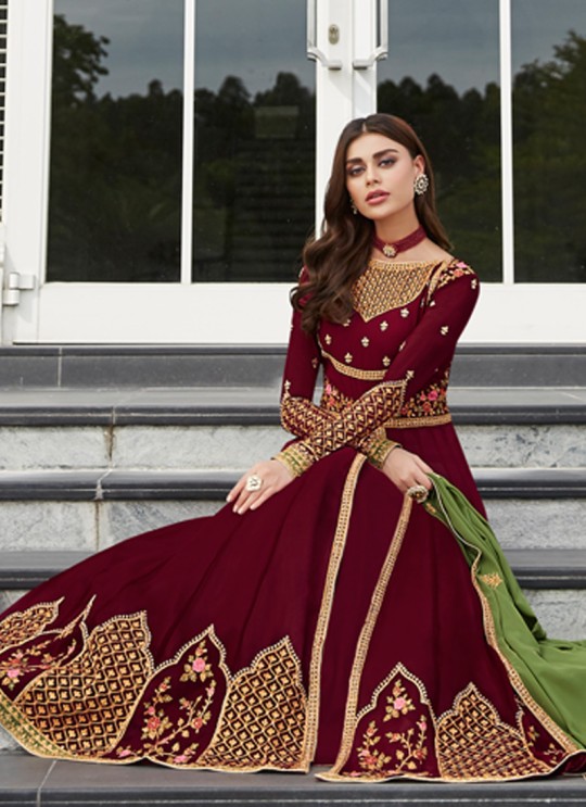 Maroon Georgette Festival wear Abaya Style Suits Nayra 7031 By Aashirwad SC/016400