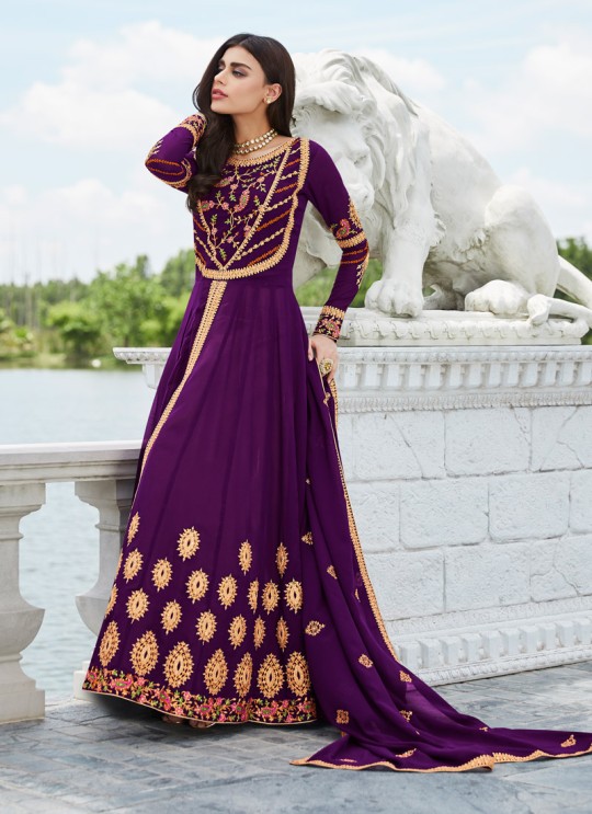 Purple Georgette Festival wear Abaya Style Suits Nayra 7033 By Aashirwad SC/016402