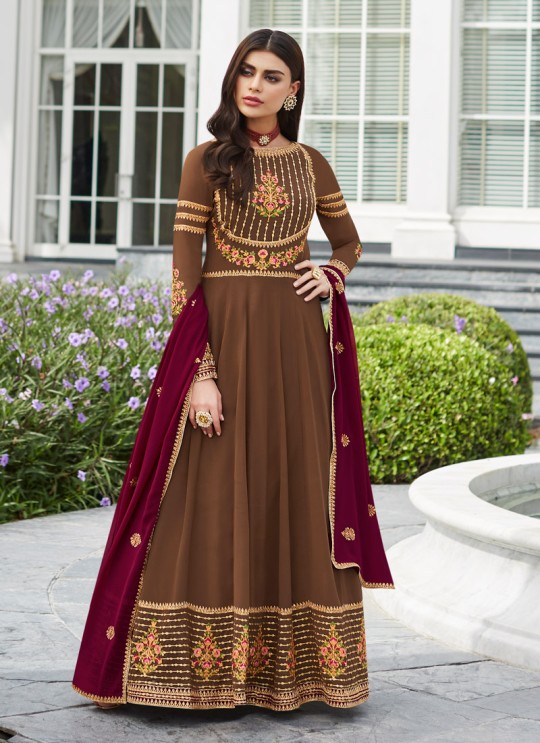 Brown Georgette Festival wear Abaya Style Suits Nayra 7034 By Aashirwad SC/016403