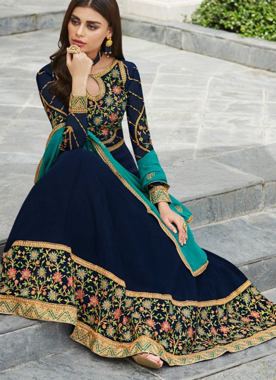 Royal Blue Georgette Festival wear Abaya Style Suits Nayra 7035 By Aashirwad SC/016404