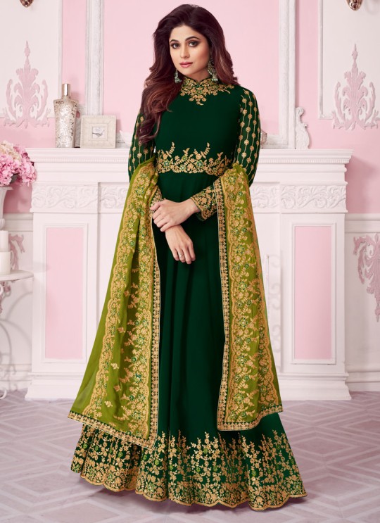 Green Georgette Embroidered Abaya Style Anarkali Saanvi -2 8258 By Aashirwad