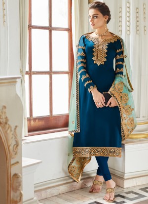 strapless open back dress Green Straight Indian Party Wear Churidar Suit main image 0