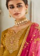 Exultant Satin Georgette Party Wear Churidar Suit In Gold Color Sadaf 7016 By Aashirwad SC/016286