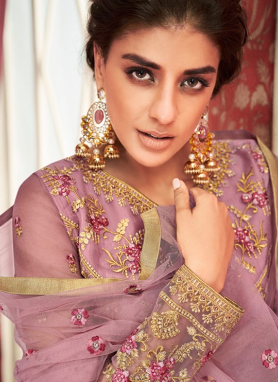 Purple Net Bridal Wear Skirt Kameez Sajda 8302 By Aashirwad Aash-8302