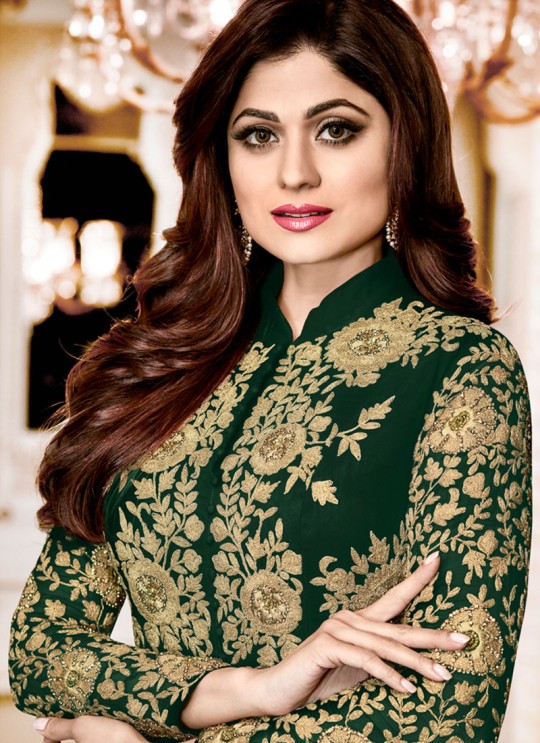 Georgette Party Designer Suit In Green Color shamita Gold 8001E SC/006923