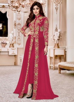 Georgette Party Designer Suit In Pink Color shamita Gold 8001T SC/010847