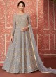 Cheerful Net Wedding Wear Floor Length Anarkali In Grey Color Wedding 8306 By Aashirwad SC/016315